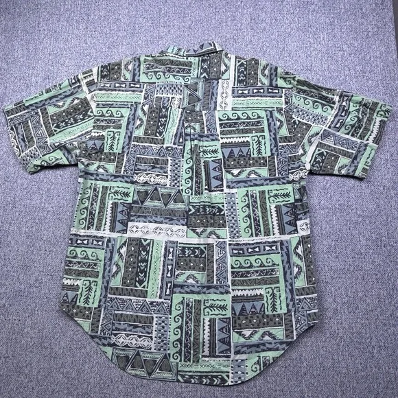 VTG 90s K Yoshio Geometric Abstract Print Button Up Shirt Mens XL Retro Festival - Picture 6 of 6
